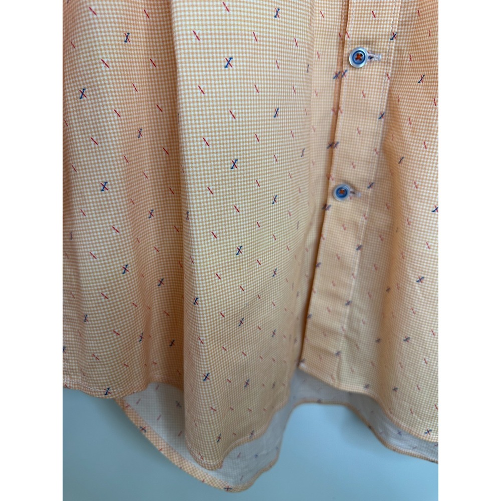 Robert Graham X Collection Orange Geometric Print Shirt XL Button LS Flip Cuff - Picture 4 of 16